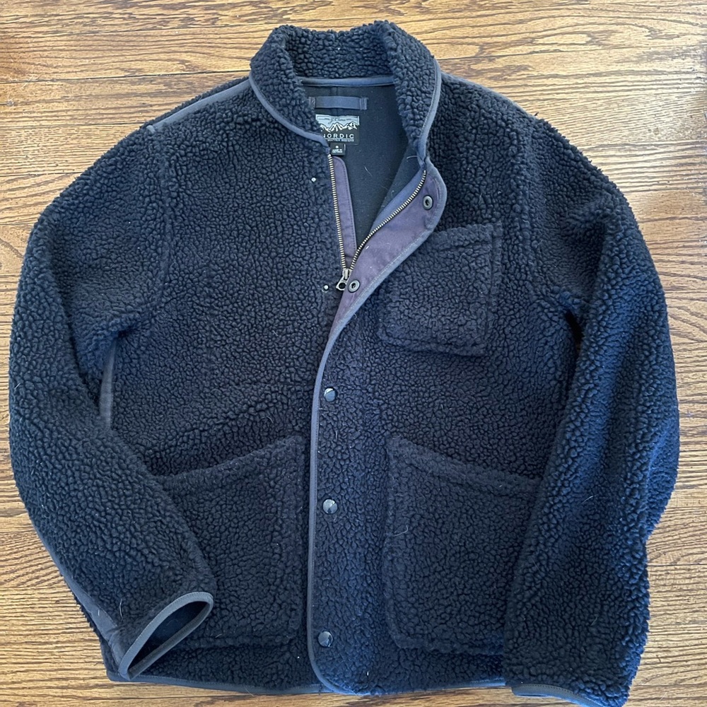 Nordic sherpa fleece shawl-collar jacket